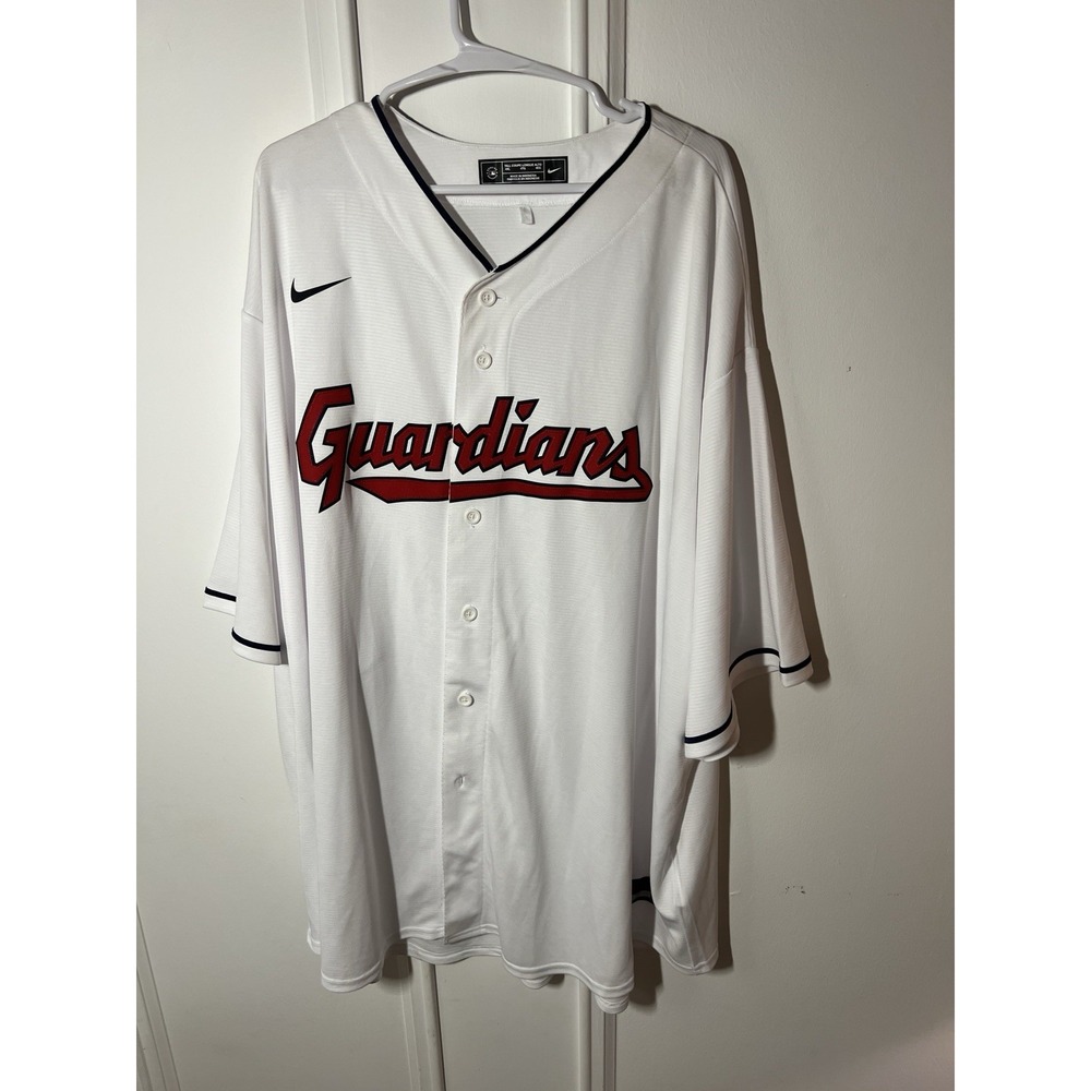 Nike Cleveland Guardians Jersey Mens 4XL Tall White MLB Baseball Guardians